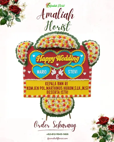 Karangan Papan Bunga Pernikahan di Krinjing